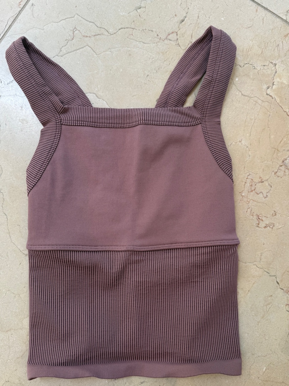 NWOT Free People Ribbed Mauve Crop Tank with Embroidered Logo